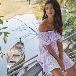 Lost + Wander lavender puff sleeves dress XS